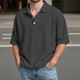 thumbnail image 2 of IWRICH Men's Polo Shirts Short Sleeve Polo Shirts Loose Fit Casual Collared Shirt Textured Knit Workout Tops Black L, 2 of 4