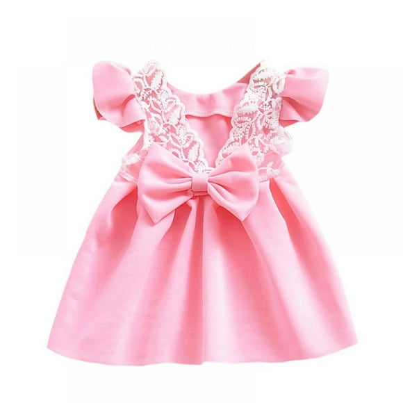 AMERTEER Baby Girls Bowknot Lace Dresses Birthday Party Dresses Toddler Wedding Easter Christmas Tutu Dress 1-4T