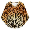 thumbnail image 4 of Tiger Pattern Women's V-Neck Blouse With 3/4 Ruffled Bell Sleeves Casual Top Ladies Blouses, 4 of 7