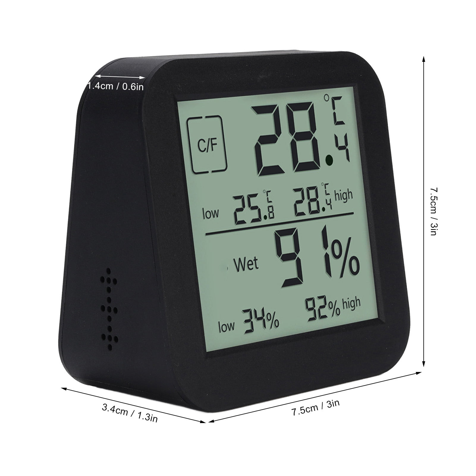 BOKYAN Thermometer Hygrometer Timer Double Sided LCD Touch Screen Backlight Temperature Humidity Gauge Meter for Kitchen Black Magnetic Backing Room Temp Monitor 3.54 in / 9 cm