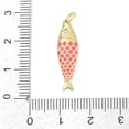 thumbnail image 3 of Brass with Cubic Zirconia Pendants Fish Charms Cadmium Free & Lead Free Long-Lasting Plated Rack Plating with Jump Ring Hot Pink 25.5x7x4mm Hole: 3mm, 3 of 3
