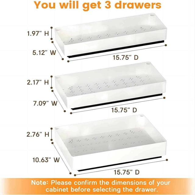 TROPOW Pull-Out Drawer Organizer for Cabinets – 13.5 cm High, Sliding Shelves for Kitchen, Pantry, Bathroom – Small Size