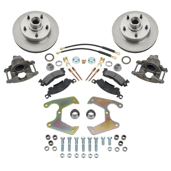 Speedway Motors Complete Front Disc Brake Kit, 11.75 Inch Rotors, 5 on 5.5 Bolt Pattern, Calipers Included, compatible with 1937-48 Ford Car and 1937-47 Pickup Spindles