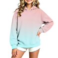 thumbnail image 3 of Ugoldhm Girls Gradient Color Hoodie, Long Sleeve Loose Casual Pullover Hooded Sweatshirt for Kids, 3 of 5