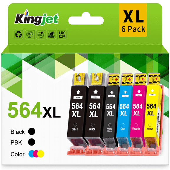 564XL Ink Compatible for HP 564 Ink Cartridges for Printers Photosmart 7520 5510 6520 5520 6510 Deskjet 3520 3522 (6 Pack)