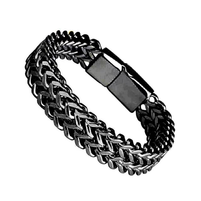 Pulsera de eslabones Franco de acero inoxidable, pulseras para hombres y mujeres