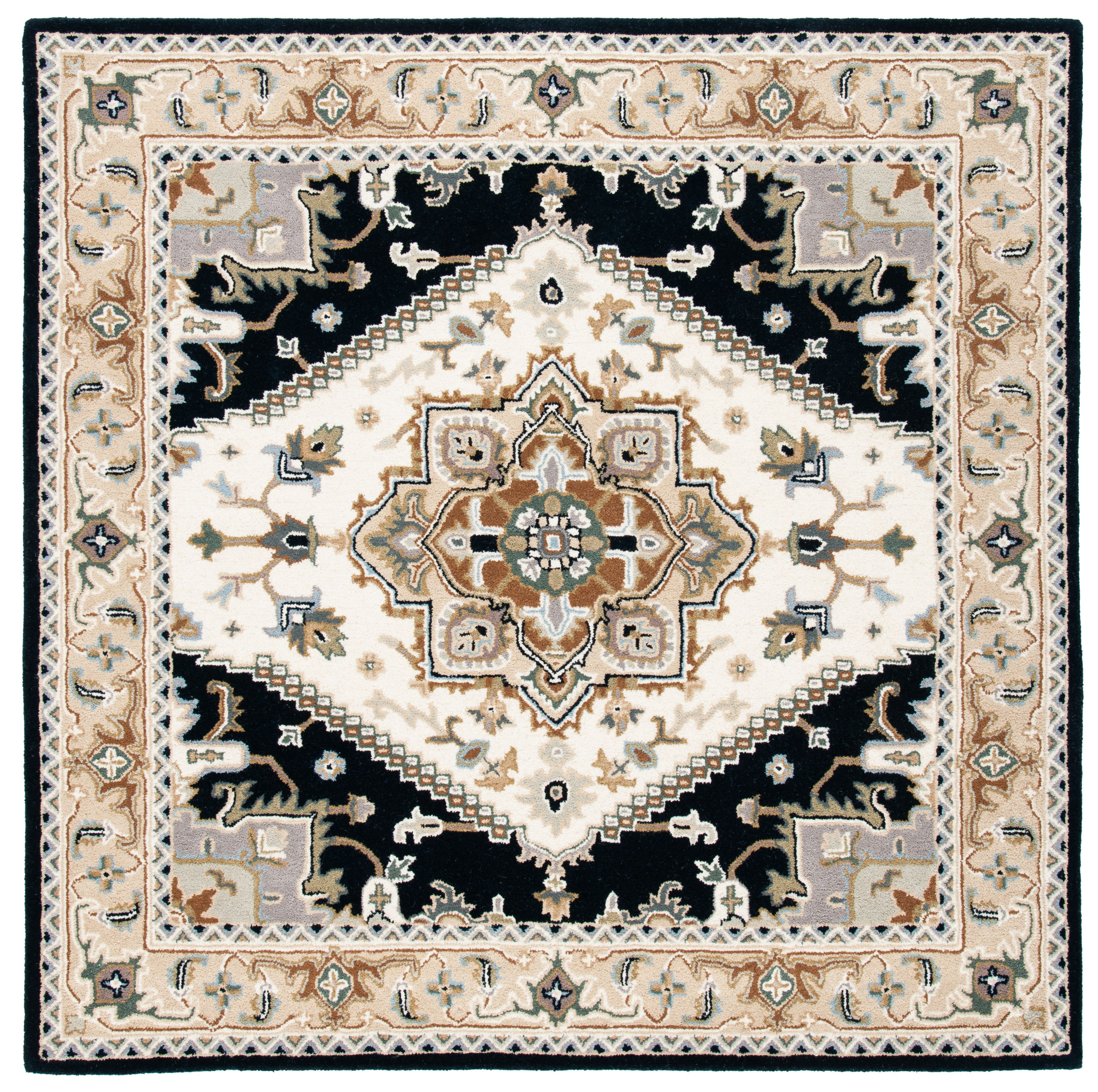Safavieh Heritage York Oriental Wool Area Rug, Beige/Navy, 4' x 4' Square