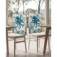 thumbnail image 4 of nqOlkjepod Teal Coastal Octopus Chair Covers Set of 6, Decorative Chair Back Cover, Vintage Summer Beach Nautical Coral Dining Room Chair Slipcovers Removable Chair Protectors Covers for Party, 4 of 7