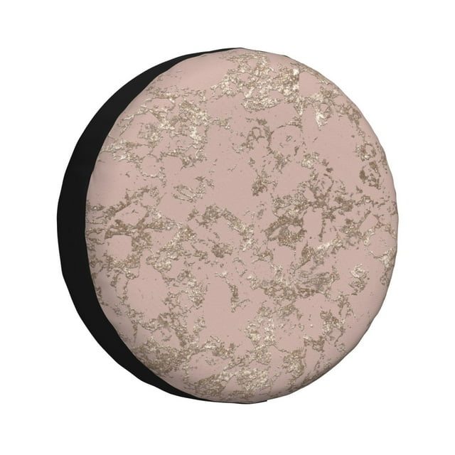 Bingfone Texture Marbre Or Rose pour Pneu de Rechange Protecteurs de Roues Universels Résistants aux Intempéries pour Véhicule Récréatif Remorque de Voyage SUV Camion-14 Pouces