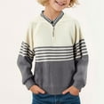 thumbnail image 2 of Gubotare Boys Sweaters Boys' and Toddler Quarter Button Cable Knit Pullover Sweater Size 5T 6T (Grey,5-6 Years), 2 of 6