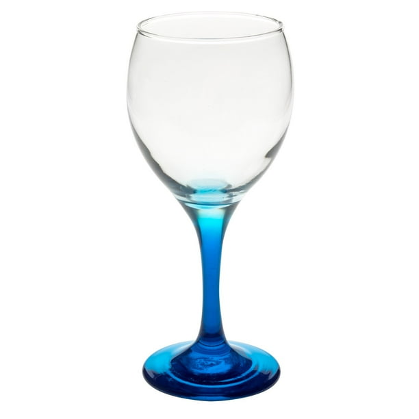 Ocean Blue Stemmed Wine Glasses, 10.5 oz