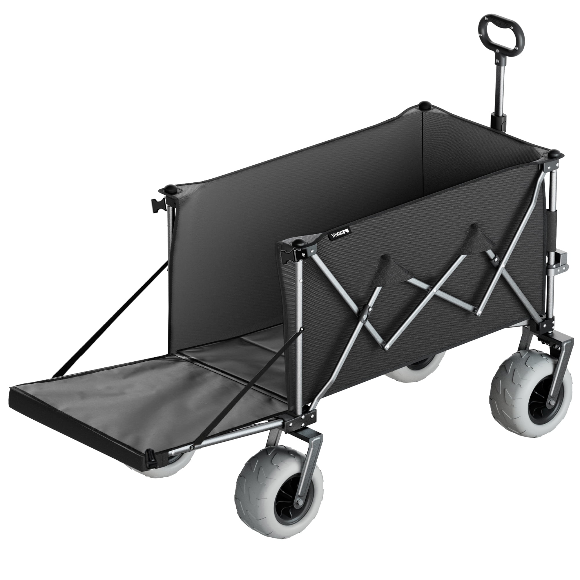Beach Wagon with 9x4 PU Wheels 500 lbs Capacity Expandable Tailgate 300L Storage Sand Cart