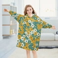 thumbnail image 5 of Dailycode Wearable Blanket Hoodie Oversized Sherpa Flannel Blankets with Pocket for 3-14 Year Old Colorful Daisy Flower, 5 of 7