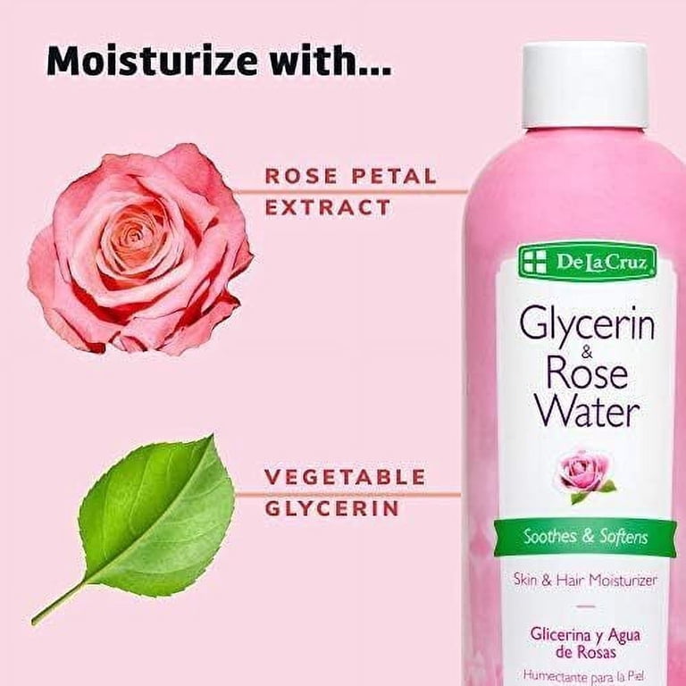 De La Cruz Rose Water & Glycerin Care Spray, Skin & Hair Hydrating