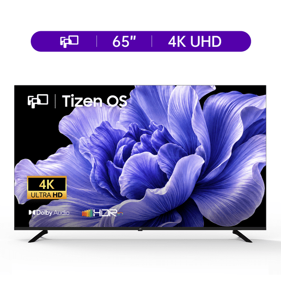 FPD 65-inch Smart TV, 4K UHD Compatible with Samsung TV Plus, Smartthings Built in Gaming Hub, Dolby Audio, Hdr10, Voice Control, Flat Television with Miracast