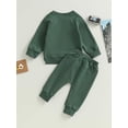 thumbnail image 2 of Zehjuhan Infant Baby Boy Solid Color Sweatshirt Top+Casual Pants Set 2PCS Fall Winter Outfits, 2 of 5