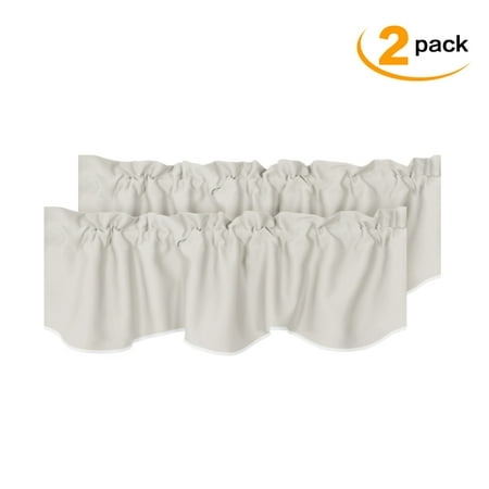 Bedroom Valances Room Darkening Blackout Window Curtain Valances for Living Room/Bedroom, 2 Pack, 52 inch x 18 inch, Solid Cream, by H.VERSAILTEX ()