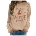 thumbnail image 2 of WEIWEN Halloween Sweatshirts for Women 1692 Salem Broom Co Graphic Pullover Crewneck Long Sleeve Shirts 2026 Fall Outfits Womens Fall Fashion Clothing Khaki, M, 2 of 5