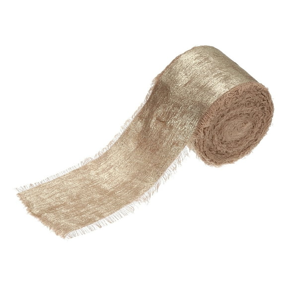 Uxcell Shimmery Chiffon Ribbon, 1 Roll 1.5 inch 15 Yard Metallic Frayed Fringe Ribbon Silk Satin, Brown