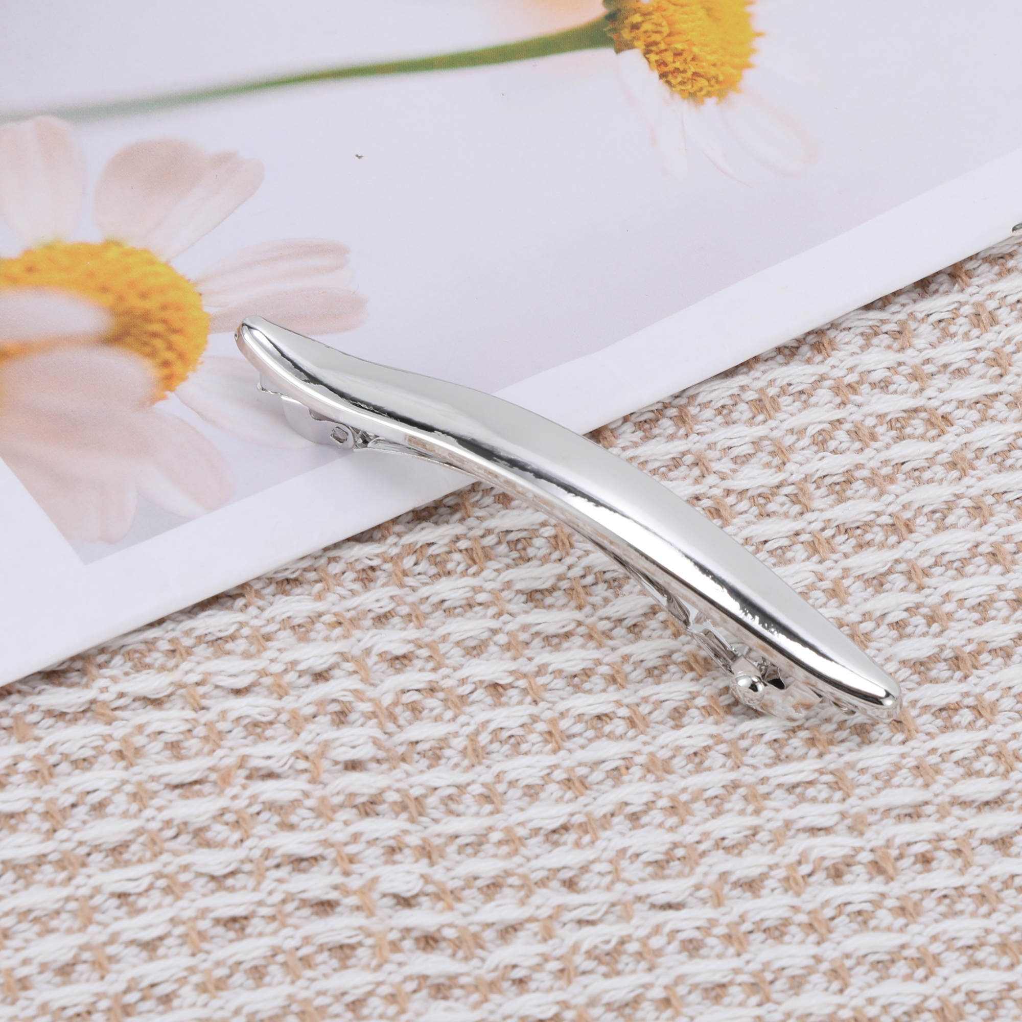 Unique Bargains Fashionable Hairstyles Grace Polished Wave Hair Barrettes Silver Tone