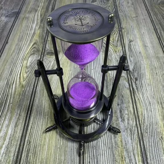 Vintage Nautical Purple Sand Hourglass Compass Timer Gift sand timer Table Top