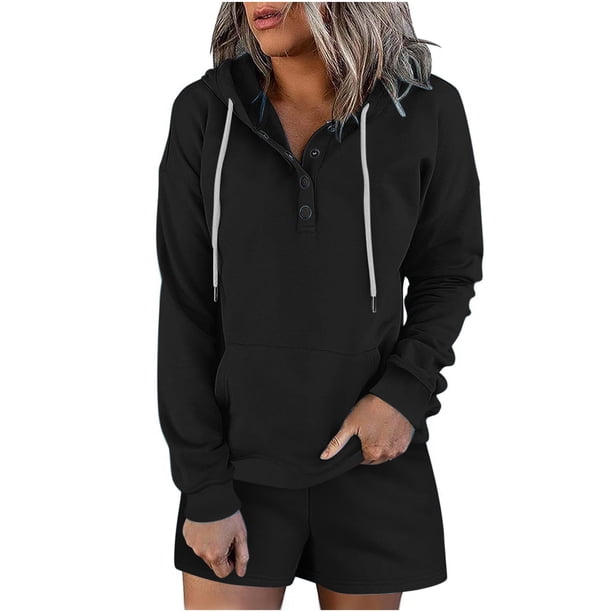 Puntoco Chándal De Mujer Jersey Conjuntos Deportivos De Dos Piezas Sudaderas con Capucha De Manga Larga Conjunto De Pantalones Cortos Traje con Capucha De Manga Larga Puntoco Puntoco-2020