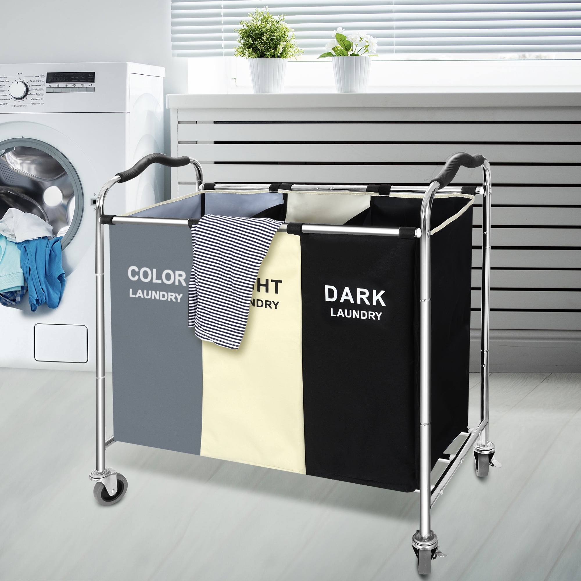 BRIGHTSHOW Laundry Basket，16 x 30 x 35 inch Stainless steel Laundry Hamper