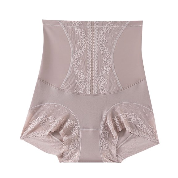 Diufon Underwear for Women High Waist Full Coverage Shaping Lace Trim Panties Soft Breathable Belly Hide Briefs