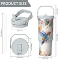thumbnail image 5 of 1pc Flowers and Birds 30oz Tumbler with Straw & Handle - Insulated Stainless Steel Cup | Holiday Gift for Man Women (Christmas, Valentine's, Birthday), 5 of 7