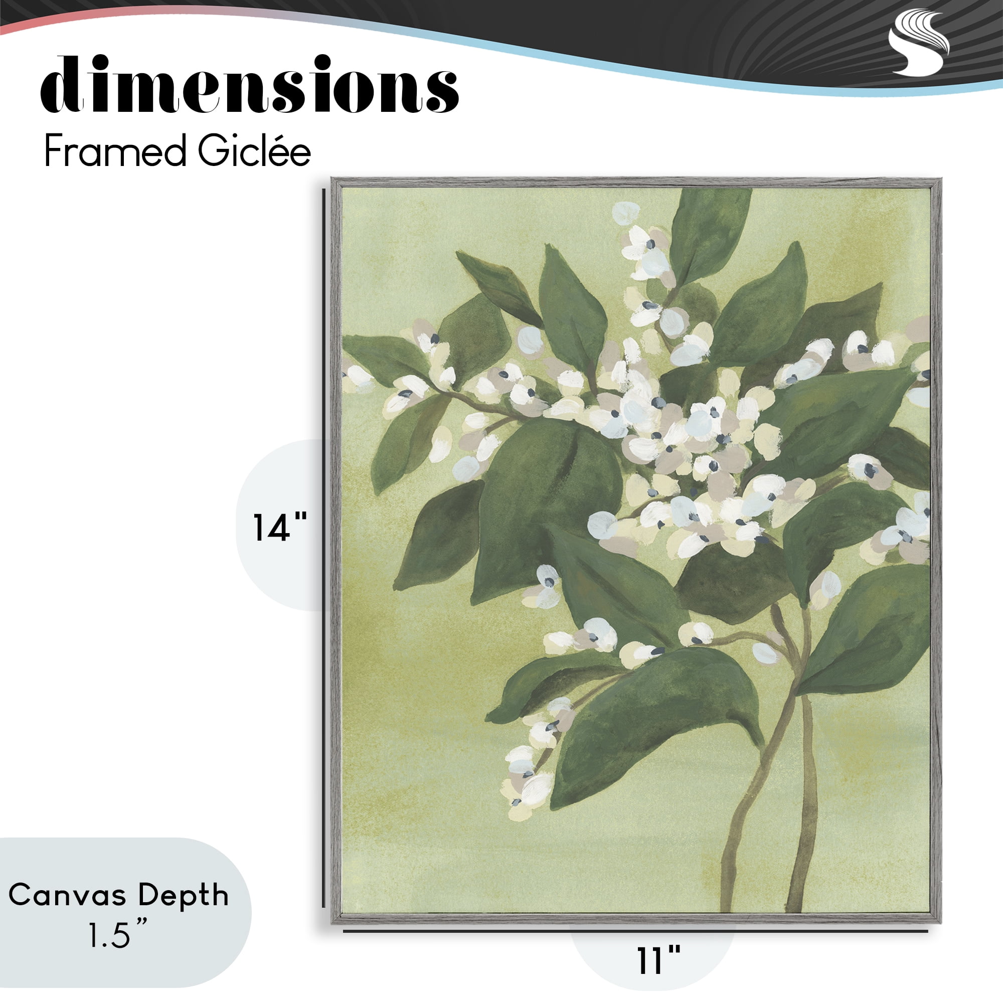Stupell Industries Verdant Branch Bloom Gray Framed Giclee Art, design by June Erica Vess