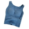thumbnail image 1 of Chaleco térmico mullido de la felpa de las camisetas sin mangas de la cosecha de la ropa de descanso de las mujeres del invierno con el cojín del sujetador, 1 of 6