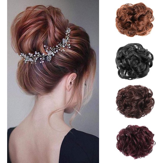 HAHDAXIA Rallonges de Chignon à Pince Griffe Chignon Bouclé Désordonné Chignon Updo Rallonges de Chignon Queue de Cheval Ondulée Postiches Cheveux pour Femmes Filles (Brun)