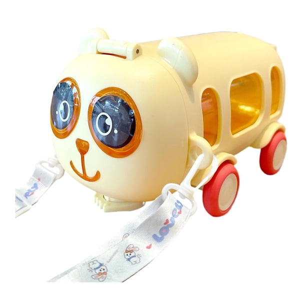 Botella de agua para niños con tubo Bonita botella de agua con tubo y correa para niños y niñas Amarillo