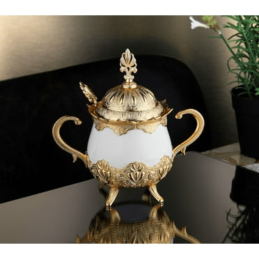 Porcelain Round Sugar Bowl Gold