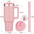 thumbnail image 3 of Gobelets Isolés en FZC avec Poignée et Paille 40 oz Gobelets en Acier Inoxydable avec Couvercle, Rose Clair, 3 of 4