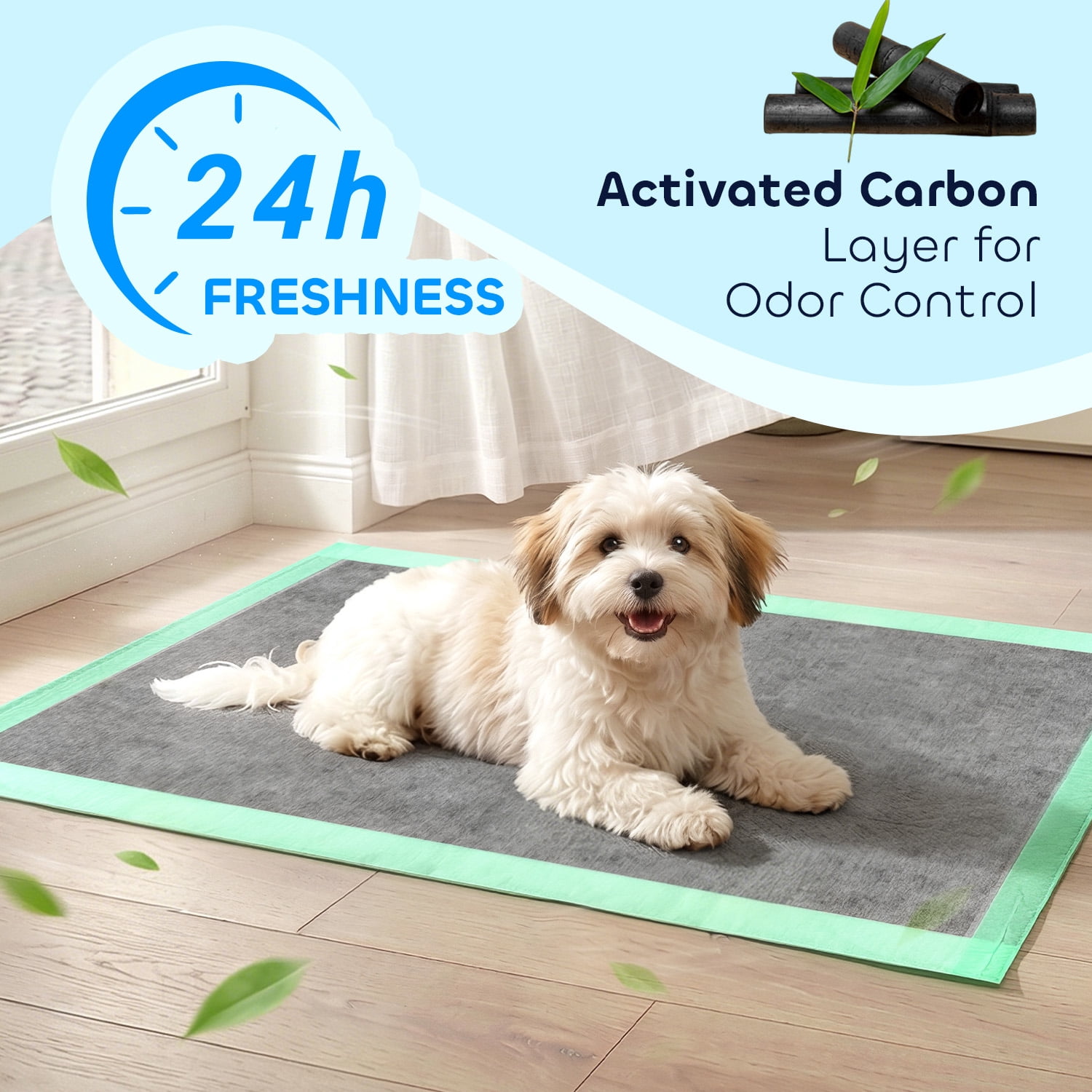 Pawtasy 34"x28" Extra Large Dog Pee Pads Charcoal Odor Control, Leak-Proof, Quick-Dry, Super Absorbent Disposable Puppy Pads for Training & Senior Dogs