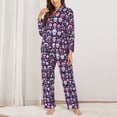 thumbnail image 2 of Yiaed cute Skull rainbow mushroom Print Pajamas Women's Long Sleeve Sleepwear Soft Button Down Loungewear Pjs Lounge Set Nightwear Womens Pajama Pants-Medium, 2 of 7
