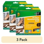 (3 pack) Duck Brand Heavy-Duty Rubber .38" x .25" x 17' Large Gap Weatherstrip Seal Brown