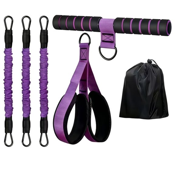 Wanfoou Adjustable Pedal Resistance Band with Handle–Full-Body Strength Trainer for Core, Arms And Legs,Portable Home Gym for Men/ Women(Purple)