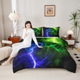 thumbnail image 4 of Homewish Video Game Bedding Comforter Set 2pcs for Female Men Adults,Blue Green Twin Comforter Sets Microfiber,Abstract Lightning Gamepads Breathable Bedding Set,Microfiber Bedroom Decor,Reversible, 4 of 8