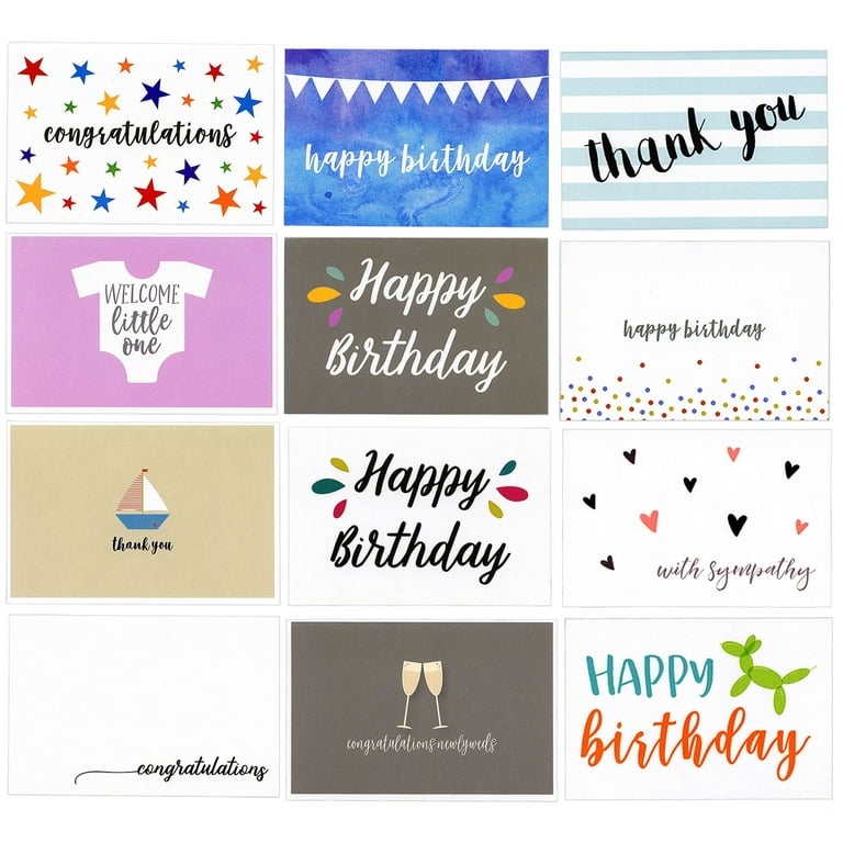 144 Pack Assorted All Occasion Greeting Cards with Envelopes for Birthday,  Graduation, Baby Shower, Sympathy, 48 Designs, Blank Inside (4x6 In) :  : Office Products