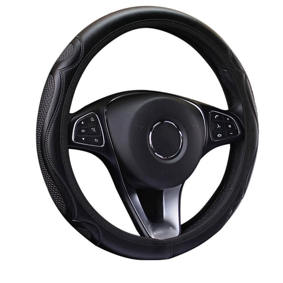 XZKING Leather Car Steering Wheel Cover Elastic Breathable Anti-Slip Steering Wheel Protector Car Interior Accessories for Men Women,Universal 15 Inch for Most Cars