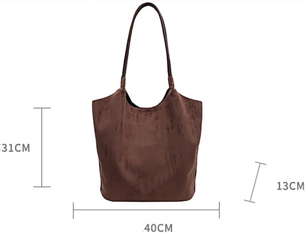Zhengup Womens Soft Suede Tote Bag Faux Leather Handbag Large Vintage Top Handle Bag Bucket Shoulder Satchel 2pcs Purse