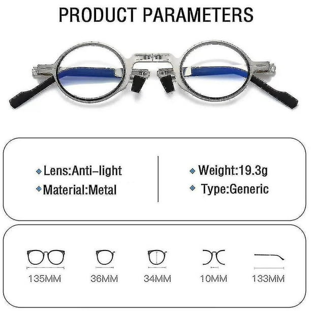Portable Folding Reading Glasses Men Metal Round Square Anti Blue Light Eyewear Presbyopia Eyeglasses Frame Diopter 1.0 To 4.0400 Bodega Aurrera en linea