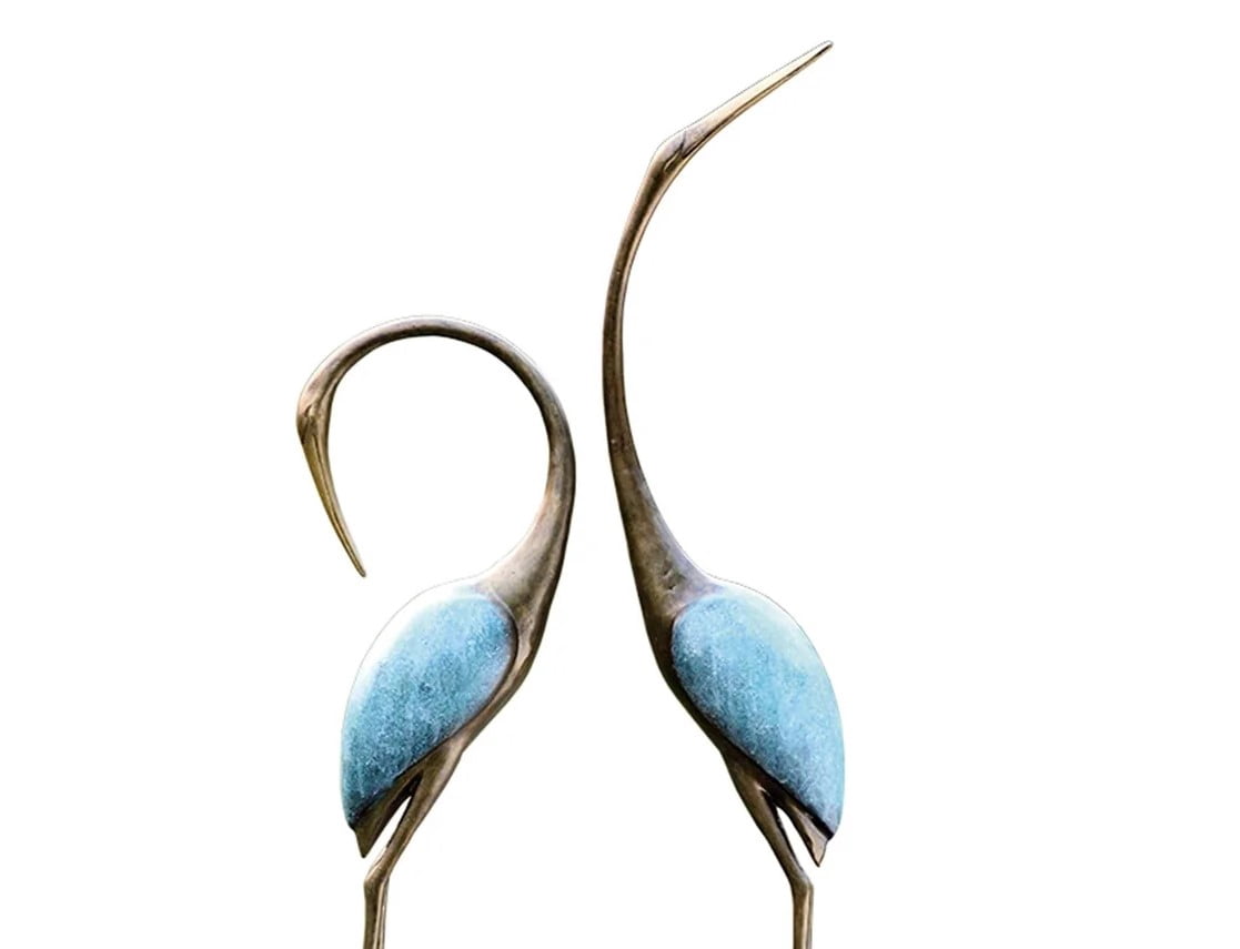 SPI Hand Painted Aluminum Stylized Garden Crane Pair