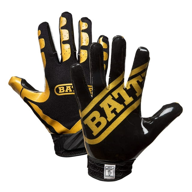 Battle Gants de Football Ultra-Adhérents, Gants Récepteurs Ultra-Adhérents à la Paume, Gants Récepteurs Pro-Style, Adulte, Adulte TG, Or/noir Vegas