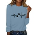 thumbnail image 2 of Wycnly Sale Sweatshirt for Women Comfy Breathable Ladies Casual Plus Size Loose ECG Paws Graphics Pullover Tee Tops Winter Trendy Solid Crewneck Long Sleeve Blouses, 2 of 4