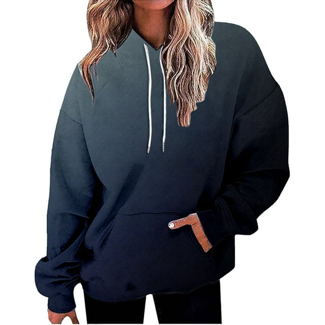 WZXFASHION Fashionable Women's Loose Long Sleeved Sweatshirt With Monochrome Gradient Print And Sale Clearance 2025 designer pullover sweater