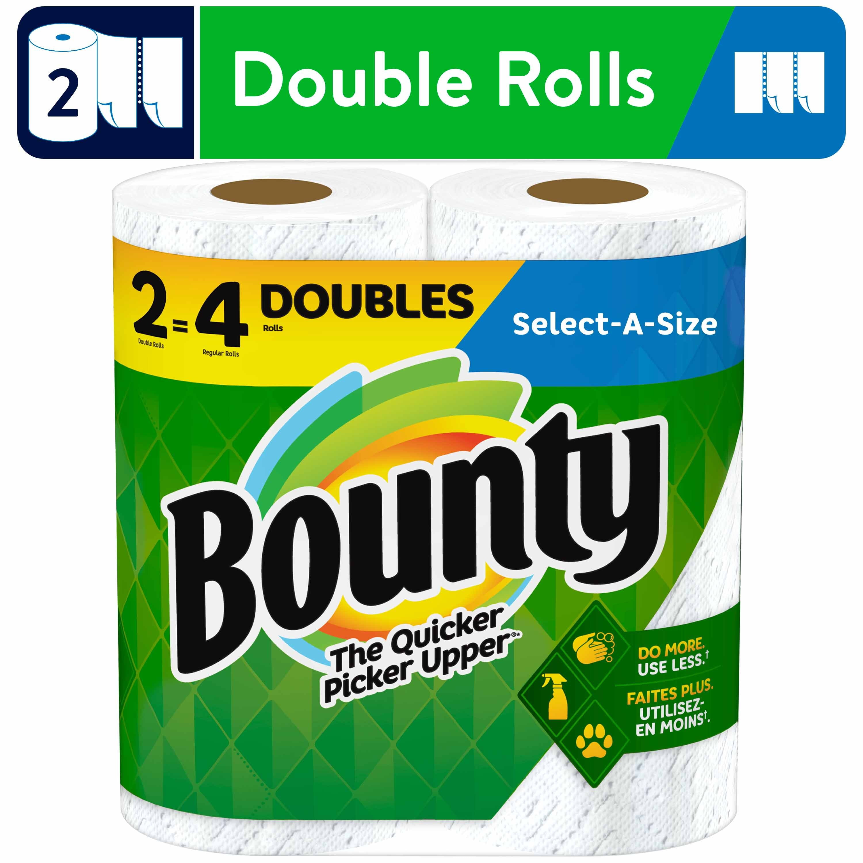 Bounty Select-A-Size Paper Towels, Double Rolls, White, 98 Sheets Per Roll, 2 Count