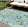 thumbnail image 2 of HomeRoots 626307 10 x 14 ft. Teal Blue Yellow & Green Floral Washable Transitional Indoor & Outdoor Rectangle Area Rug, 2 of 9